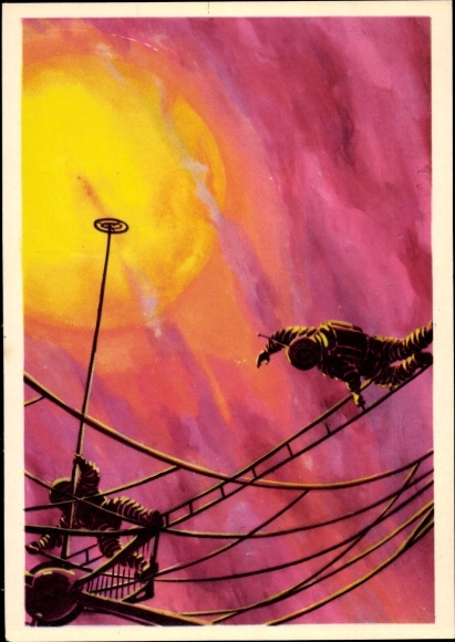 Artist Postcard Sokolow, A., Expedition to Venus, Cosmonauts, Soviet Space Flight, 1965