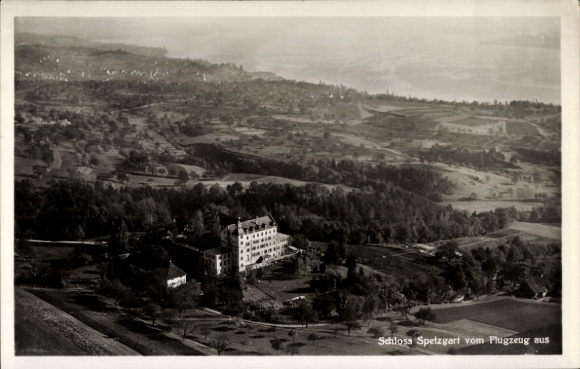 Postcard Hödingen Überlingen on Lake Constance, Spetzgart Castle, aerial photograph