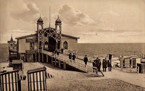 Postcard Ostseebad Zinnowitz on Usedom, bridge