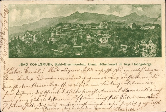 Ak Bad Kohlgrub in de wijk Garmisch Partenkirchen, Eisenmoorbad, Kurhaus, Post, Telegraaf, Panorama