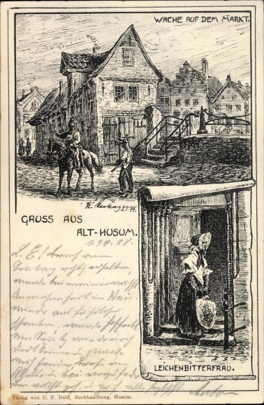 Artist PC Husum in North Friesland, guard on the market, corpse bitter woman