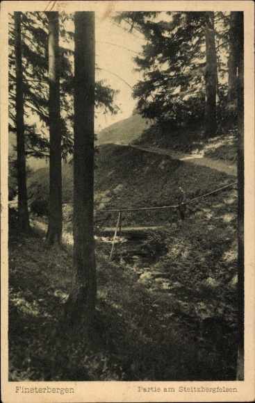 Postcard Finsterbergen Friedrichroda in the Thuringian Forest, part of the Steitzberg rock