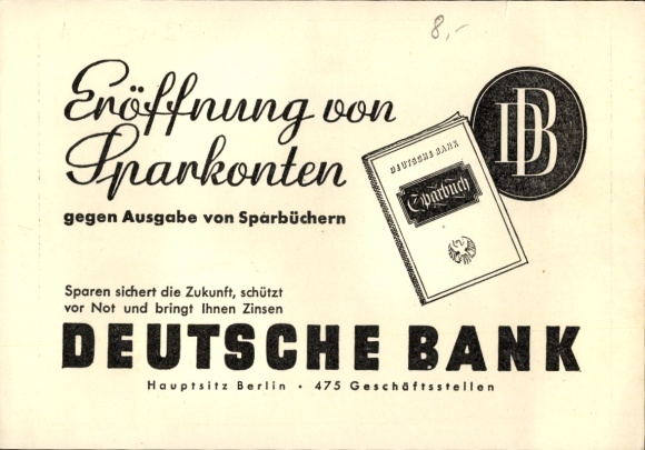 PC International Automobile and Motorcycle Exhibition Berlin 1939, Deutsche Bank, savings book