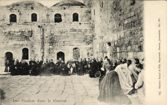 Postcard Jerusalem Israel, 1st station in the barracks