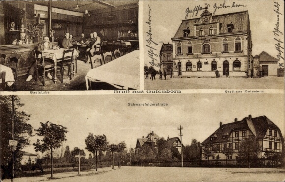 Postcard Guteborn Ponitz Thuringia, Gasthaus Gutenborn, Zum Guten Born, Schwanefelder Straße