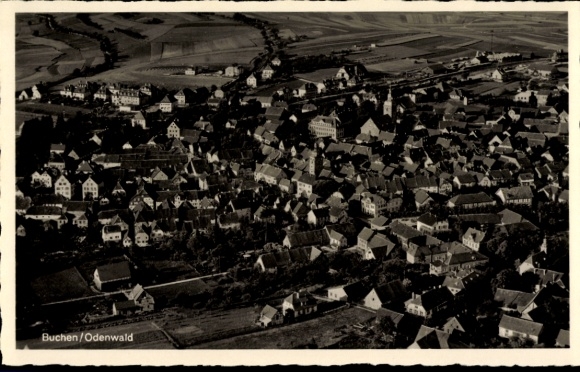 Ak Buchen in het Odenwald Baden, luchtfoto
