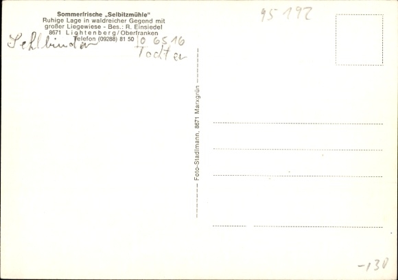 Ak Lichtenberg in Opper-Franken, Selbitzmühle