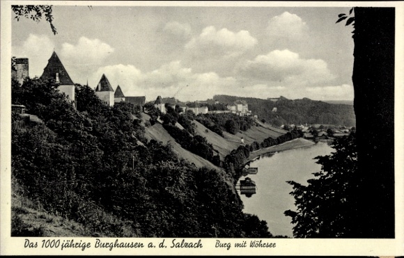 Postcard Burghausen an der Salzach Upper Bavaria, Burghausen, Salzach, Castle, Wöhesee, 1000 years