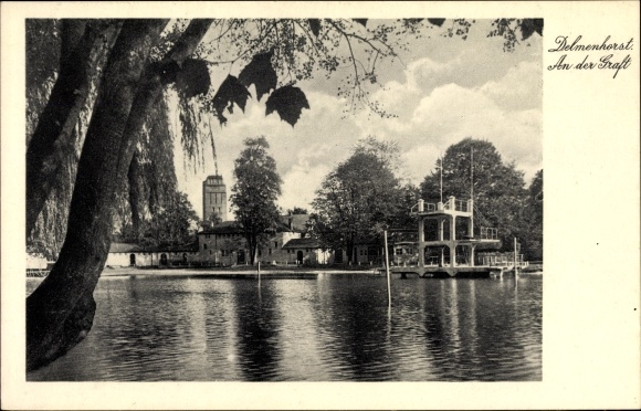 Postcard Delmenhorst in Lower Saxony, on the Graft, lido, diving board