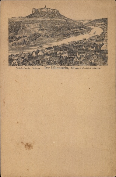 Postwaardestukvoorloper Litho Bad Schandau aan de Elbe, Lilienstein