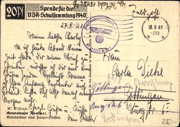 Artist PC Willrich, Wolfgang, Major General Rommel, Knight&#39;s Cross recipient, Panzer Division, VDA