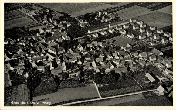 Postcard Giebelstadt in Lower Franconia, aerial photograph