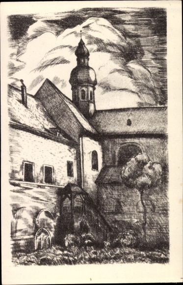 Artist PC Brosig F., Eberbach Eltville, monastery, court