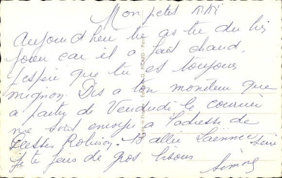 Artist Postcard Chaperon, Jean, angler, drowning man calls too loudly