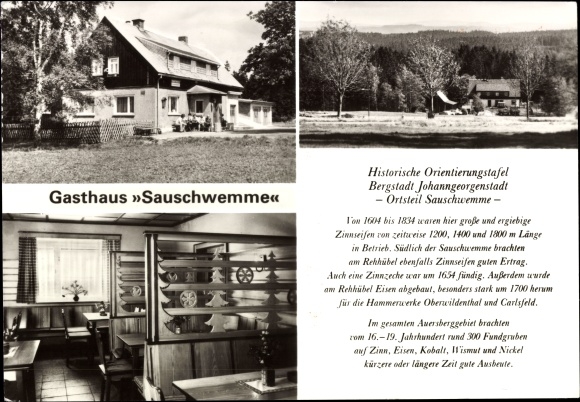Postcard Sauschwemme Johanngeorgenstadt in the Ore Mountains, Inn Sauschwemme, guest room, exterior views