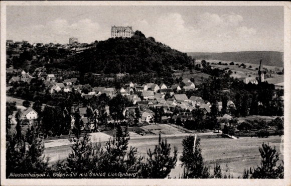 Postcard Niedernhausen Fischbachtal in the Odenwald, Lichtenberg Castle