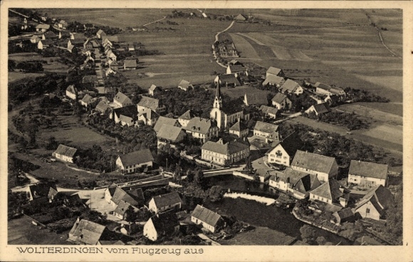 Postcard Wolterdingen in Baden Donaueschingen Black Forest, aerial photograph