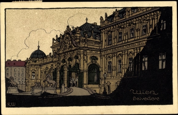 Stone print Postcard Vienna 3 Landstrasse, Belvedere Palace