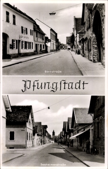 Postcard Pfungstadt Hesse, Bornstrasse, Seeheimerstrasse
