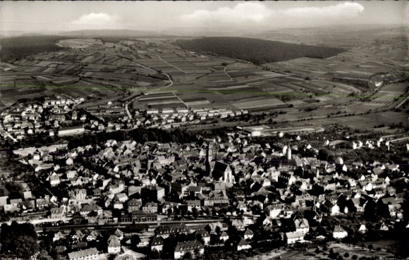 Postcard Tauberbischofsheim in Baden, aerial photograph