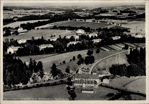 Postcard Wöllershof Störnstein in the Upper Palatinate Bavaria, aerial photo