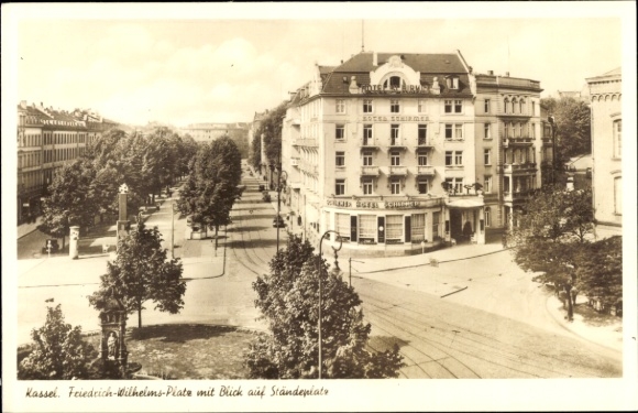 Ak Kassel in Hessen, Friedrich Wilhelm Platz mit Blick auf Ständeplatz, Hotel Schirmer
