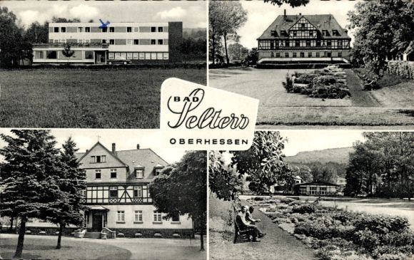 Postcard Bad Selters Ortenberg Upper Hesse, river, Kurheim