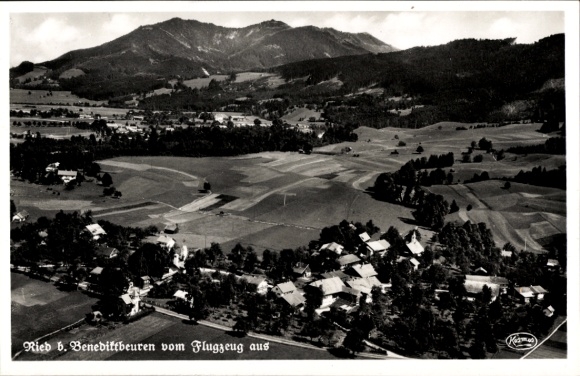 Postcard Benediktbeuern in Upper Bavaria, aerial photograph