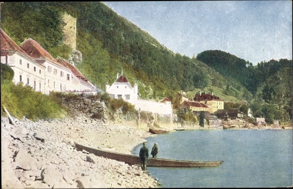 Postcard Sarmingstein St. Nikola Upper Austria, banks of the Danube