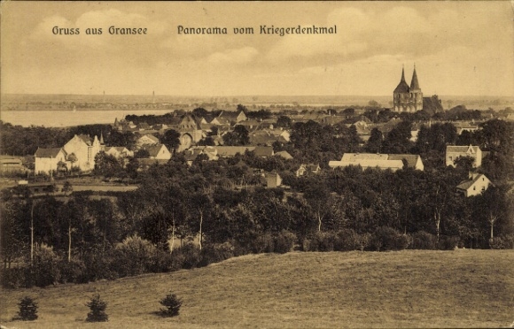 Postcard Gransee in der Mark, city panorama seen from the war memorial