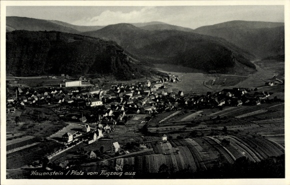 Postcard Hauenstein in the Palatinate, aerial photograph