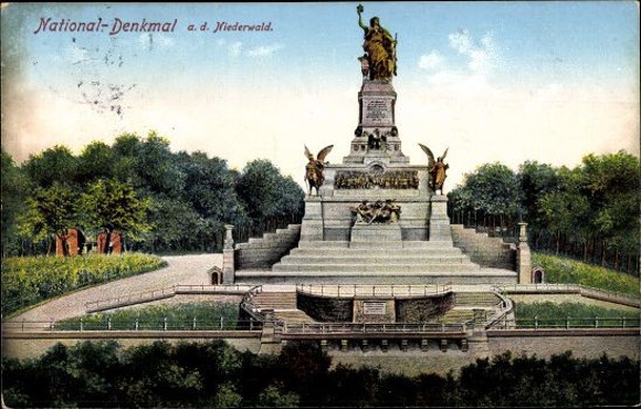 10 alte Ak Niederwalddenkmal am Rhein, verschiedene Ansichten, teilweise gemalt