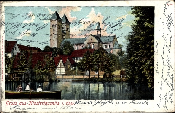Ak Bad Klosterlausnitz in Thüringen, Ortspartie, Kirche