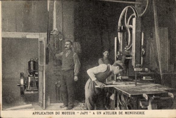 Ak Application du Moteur Japy a un Atelier de Menuiserie, Arbeiter