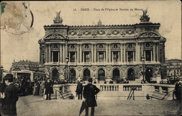 Postcard Paris IX Opéra, Place de l'Opera, Station du Metro