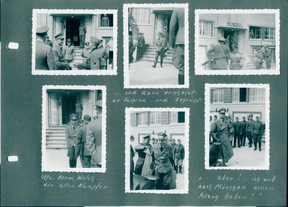 Zdjęcie Rudolf Hess wita starego wojownika Uffz.Herm. Walch, niemiecki Wehrmacht, migawki