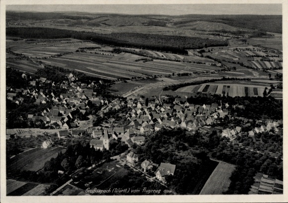 Postcard Großaspach Aspach near Backnang Württemberg, aerial photograph