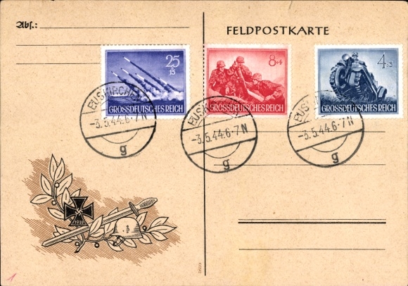 Postcard field PC with special stamps Greater German Reich 1944