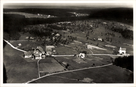 Postcard Kniebis Freudenstadt in the Black Forest, aerial photograph, guesthouse holiday home in the Black Forest
