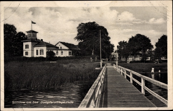 Ak Glindow Werder op de Havel, meer, stoombootdok