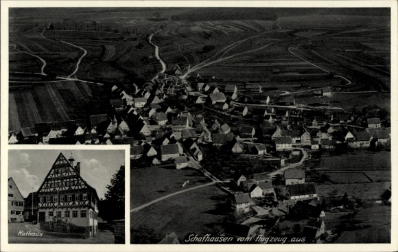 Postcard Schafhausen Weil der Stadt in Württemberg, aerial photograph, town hall