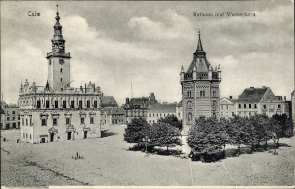 Postcard Chełmno Kulm Culm Vistula West Prussia, water tower, town hall