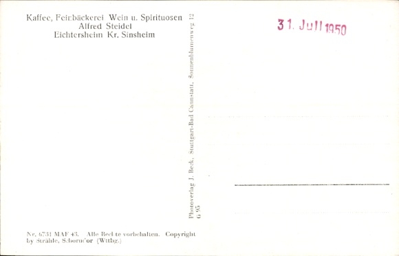 Postcard Eichtersheim in Kraichgau Baden, bird's eye view of Kaffee Steidel, interior view