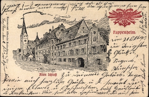 KP artysty Pappenheim Środkowa Frankonia, stary zamek, fragment ulicy
