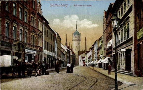 Postcard Lutherstadt Wittenberg, Schloss Straße