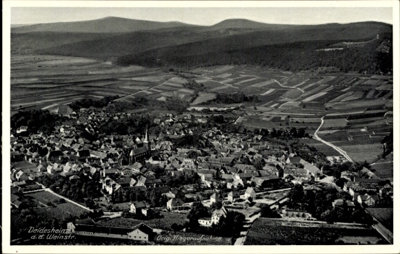 Postcard Deidesheim Pfalz, general view of the city, aerial photograph, wine route