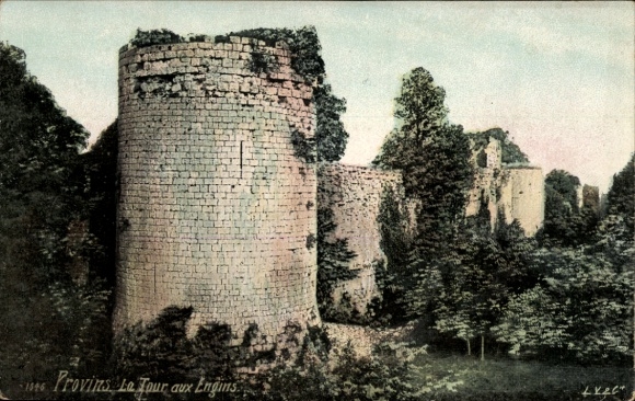 Ak Provins Seine et Marne, Ruine, Rundturm, Bäume,  Stätte, Natur, 