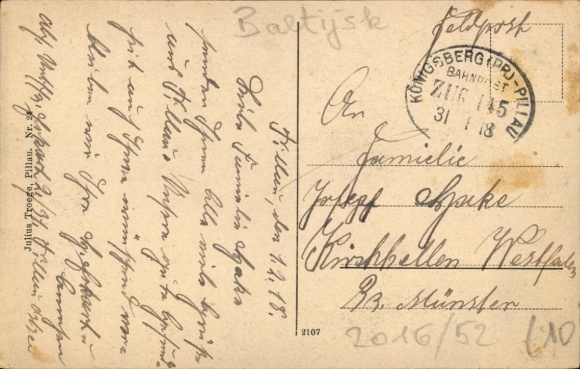 Postcard Pillau East Prussia near Königsberg, post office, lighthouse