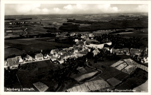 Postcard Absberg in Middle Franconia, aerial photograph