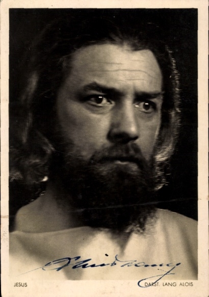 Postcard Passion Play Oberammergau 1934, actor Alois Lang, Jesus actor